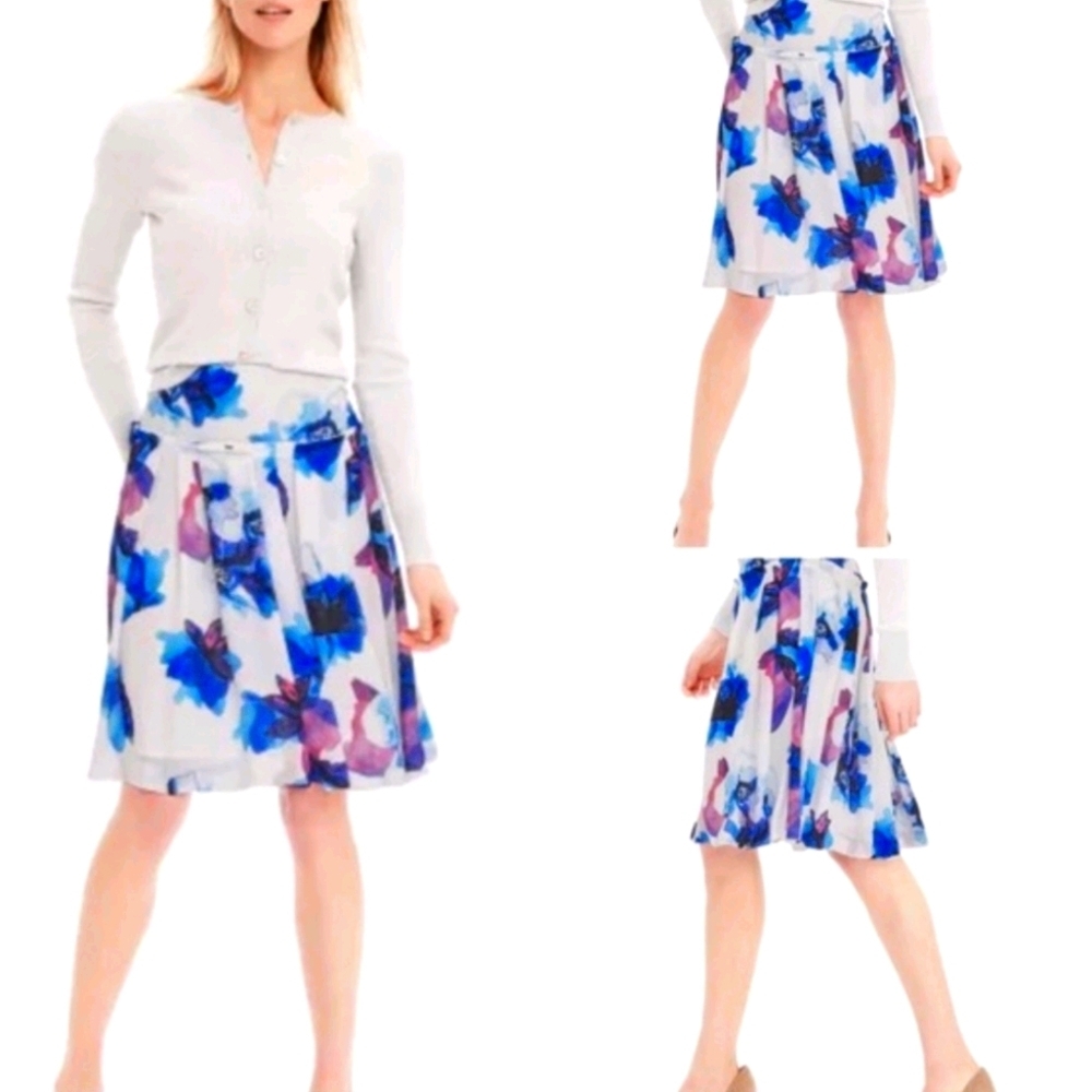 NWT Banana Republic Floral watercolor Pleade Skirt